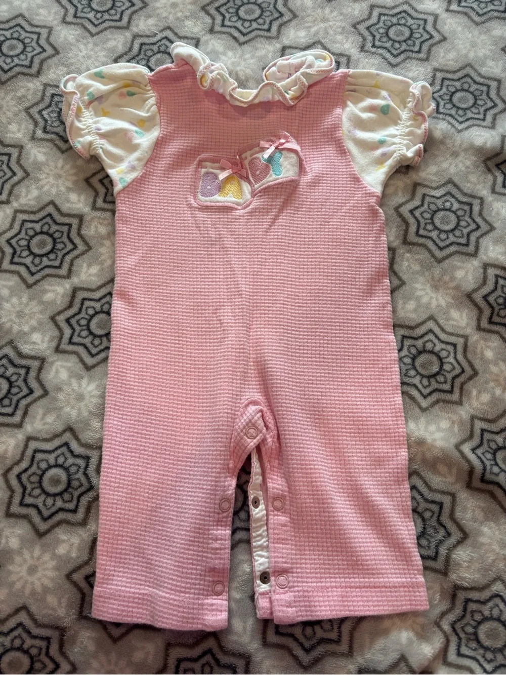 Vintage Carter’s 9 Month Pink Waffle Knit Romper